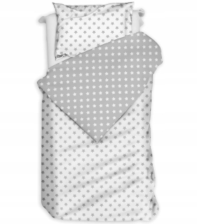Kompletný set posteľných obliečok - Poľská bavlnená podstielka 140x200 Biele hviezdy