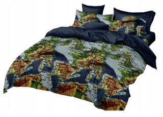Kompletný set posteľných obliečok - Posteľná bielizeň 160x200 +2x -Spoposzewka Europa Map Continent