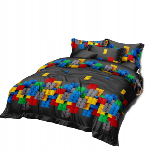 Kompletný set posteľných obliečok - Posteľná bielizeň 160x200 3d tetris blokuje deti hrajú zábavu