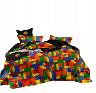 Kompletný set posteľných obliečok - Posteľná bielizeň 160x200 s listom Lego