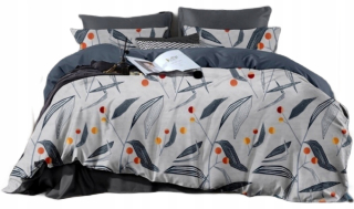 Kompletný set posteľných obliečok - Saténová bavlnená podstielka 160x200 -Gray Roses