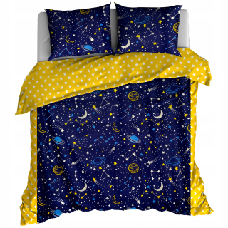 Kompletný set posteľných obliečok - Posteľná bielizeň 220 x 200 bavlny 100% Cosmos Stars