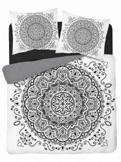 Kompletný set posteľných obliečok - Posteľná bielizeň s kôrom 140x200cm + 70x80cm, vzory biele.