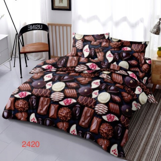 Kompletný set posteľných obliečok - 3D posteľná bielizeň 160x200 Pralines Chocolates