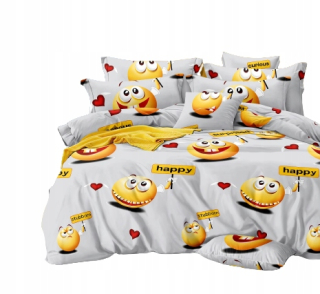 Kompletný set posteľných obliečok - Posteľná bielizeň 3d 160x200 Emotické tváre Úsmevy srdca