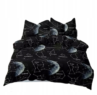 Kompletný set posteľných obliečok - 3D podstielka 160x200 planéty Galaxy Constellation