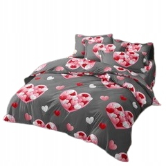 Kompletný set posteľných obliečok - Posteľná bielizeň 3d 160x200 Valentínska láska Love Grey Nové