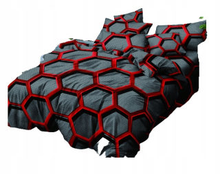 Kompletný set posteľných obliečok - 3D posteľná bielizeň 160x200 Červené plátky šesťuholníka medu