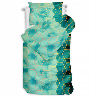 Kompletný set posteľných obliečok - Bavlnená posteľná bielizeň 140x200 Mint Hexagon