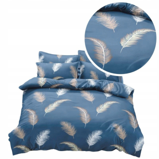 Kompletný set posteľných obliečok - Saténová bavlnená podstielka 220x200 - Navy Blue One