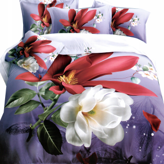 Kompletný set posteľných obliečok - Flanel Bedding 220x200 ľalie opasky kvety