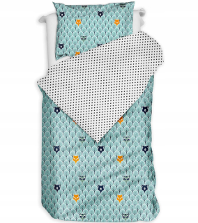 Kompletný set posteľných obliečok - Bavlnená posteľná bielizeň 140x200 líšky medvedí