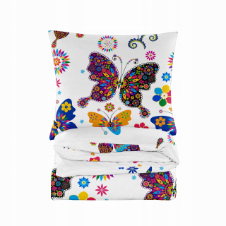 Kompletný set posteľných obliečok - Bavlnená posteľná bielizeň 140x200 łowicz Butterfly