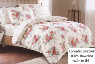 Kompletný set posteľných obliečok - Bavlnená posteľná bielizeň 160x200 Roses smotanové kvety