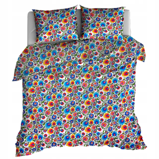 Kompletný set posteľných obliečok - Bavlnená posteľná bielizeň 160x200 łowicka Biała Butterflies