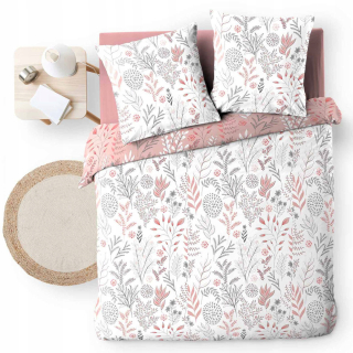 Kompletný set posteľných obliečok - Ružová bavlnená posteľná bielizeň s kvetmi 240x220 Suzanne