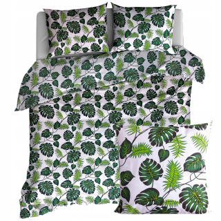 Kompletný set posteľných obliečok - Dvojitá podstielka 160x200 Bavlnené listy Monstera