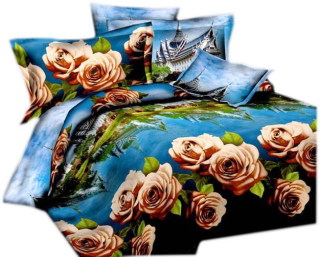 Kompletný set posteľných obliečok - Podstielka hrubá 3D bavlna 160x200+kvety 2x70x80