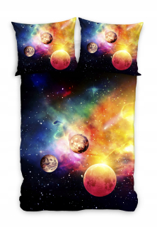 Kompletný set posteľných obliečok - Cosmos Bedding Galaxy Planet Real Photo 160x200