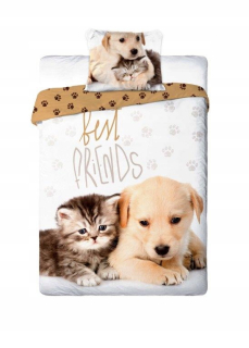 Kompletný set posteľných obliečok - Mládežnícka posteľná bielizeň 140x200 Dog Dog Cat BF 14