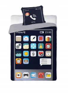 Kompletný set posteľných obliečok - Mládežnícka posteľná bielizeň 140x200 iPhone telefón Ifon