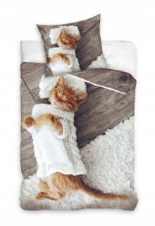 Kompletný set posteľných obliečok - Rudy Bedding Cat v skutočnom fotografickom sveter 160x200