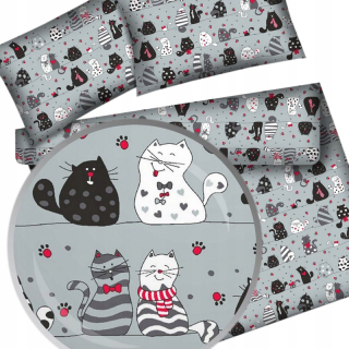 Kompletný set posteľných obliečok - Bavlnené podstielky farebné mačky 160x200 cm