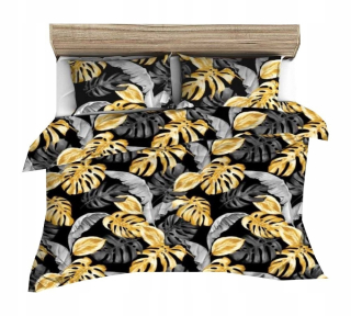 Kompletný set posteľných obliečok - Podstielka s kôrom 160x200 hrubá kôra čierne 3D listy