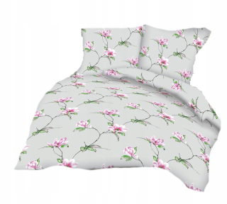 Kompletný set posteľných obliečok - Posteľná bielizeň s kôrom 160x200 hrubá kôra Magnolia na šedej farbe