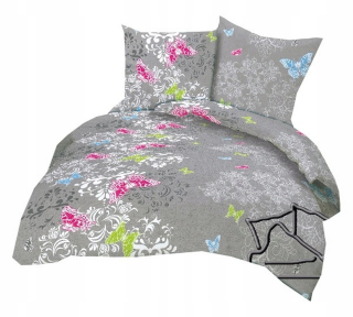 Kompletný set posteľných obliečok - Kôra posteľná bielizeň 160x200cm hrubá motýľ šedá motýľ