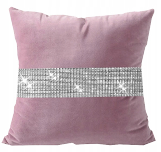 Obliečka na vankúš - Velor vankúš so zirkónmi 40x40 diamanty