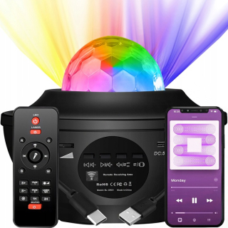 Osvetlenie nábytku - LED hviezdy projektor RGB USB + pilotná nočná lampa