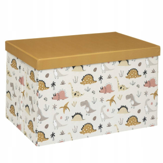 Úložný box pre deti - Box pre hračky žltý dinosaure nádoba 38x25