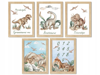 Detský obraz - Stenový plagát s dinosaurami T-Rex A4