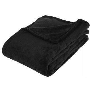 Prikrývka, prehozy na posteľ - Plyšová prikrývka 130x180 cm čierna fleece Bedspread