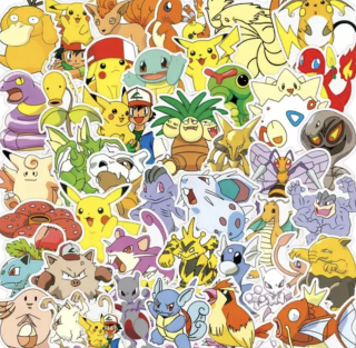 Destké samolepky - Pokémon Anime nálepky 50 ks.
