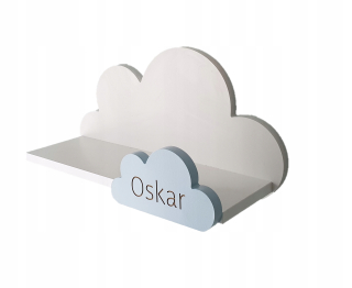 Polica do detskej izby - Polica krtko cloud s menom- prémiou pre dieťa