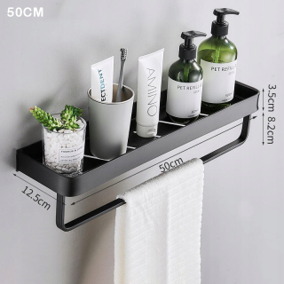 Kúpeľňová polica - Kúpeľňa s čiernym vešiakom na uterák 50 cm