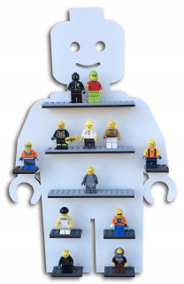 Polica do detskej izby - Polica na minifigúrku, pojme 30 dielikov, biela a sivá