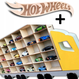 Polica do detskej izby - Tir preglejka pre preglejku pre 35 kusov automobilov +nápis