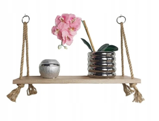 Polica do detskej izby - Boho visiaci polica na lanách Sonoma Oak 56 cm