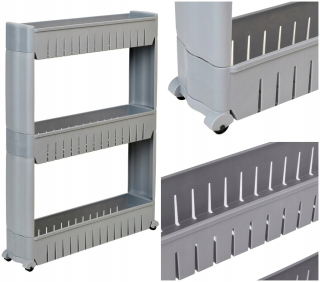 Kúpeľňová polica - Kúpeľňové police na sivých kolesách 3 úrovne leira
