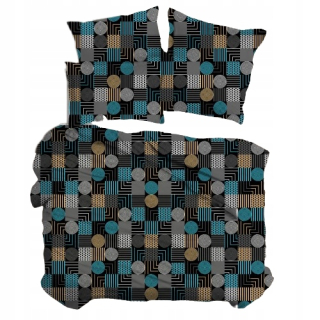 Kompletný set posteľných obliečok - Podstielka 160x200 tyrkysová geometria