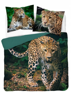 Kompletný set posteľných obliečok - Posteľná bielizeň 160x200 zelený gepard