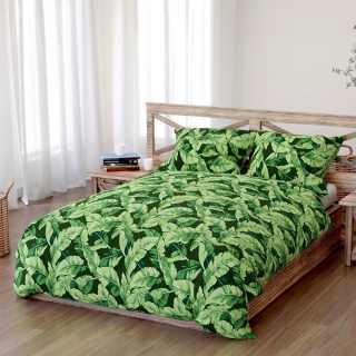 Kompletný set posteľných obliečok - Posteľná bielizeň 180x200 Planta čierne zelené listy