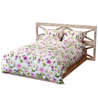 Kompletný set posteľných obliečok - Bavlnená podstielka 200x200 R112 biele sivé srdce
