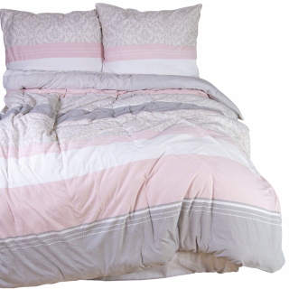 Kompletný set posteľných obliečok - Posteľná bielizeň 200x220 Jersey Cotton 2206 Roses/šedá