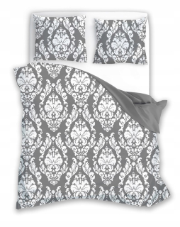 Kompletný set posteľných obliečok - Posteľná bielizeň 220x200 Glamour 005 šedá biela ozdoba f