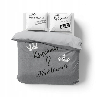 Kompletný set posteľných obliečok - Posteľná bielizeň 220x200 princ a šedá princezná
