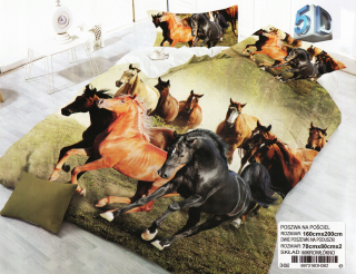 Kompletný set posteľných obliečok - 3D posteľná bavlnená satén 160/200 3cz koní
